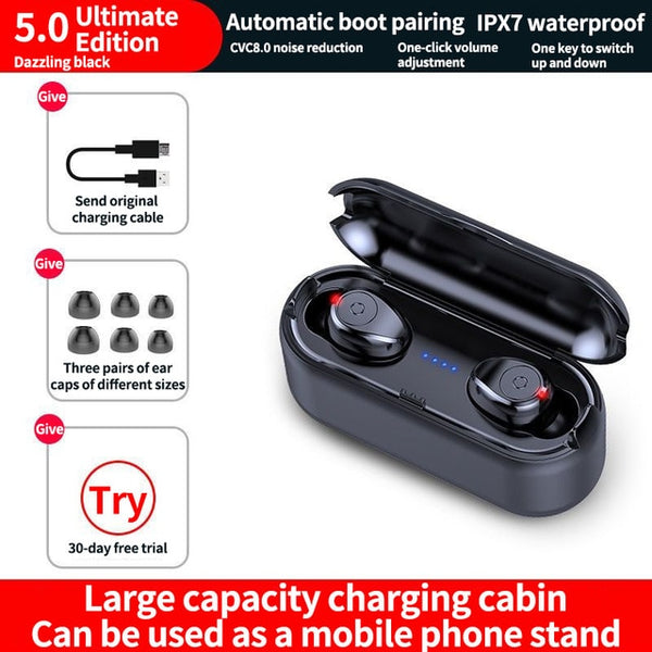 Mini TWS Bluetooth V5.0 Earphones Wireless Headphones Earphones 9D Hifi Sports Waterproof Wireless Earphone Headset Earbuds
